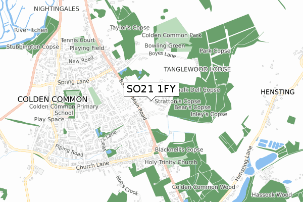 SO21 1FY map - small scale - OS Open Zoomstack (Ordnance Survey)