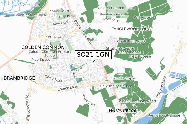 SO21 1GN map - small scale - OS Open Zoomstack (Ordnance Survey)