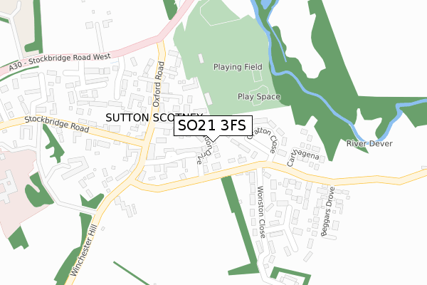 SO21 3FS map - large scale - OS Open Zoomstack (Ordnance Survey)