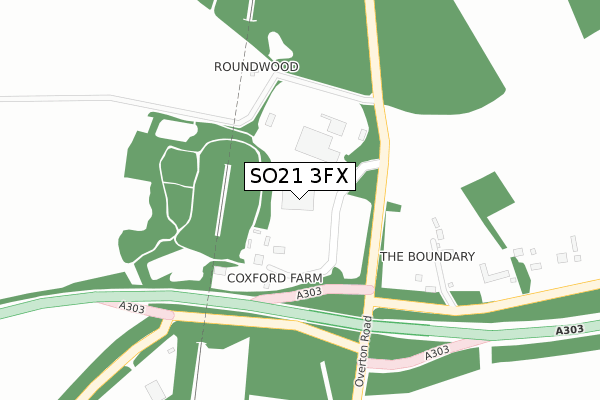 SO21 3FX map - large scale - OS Open Zoomstack (Ordnance Survey)