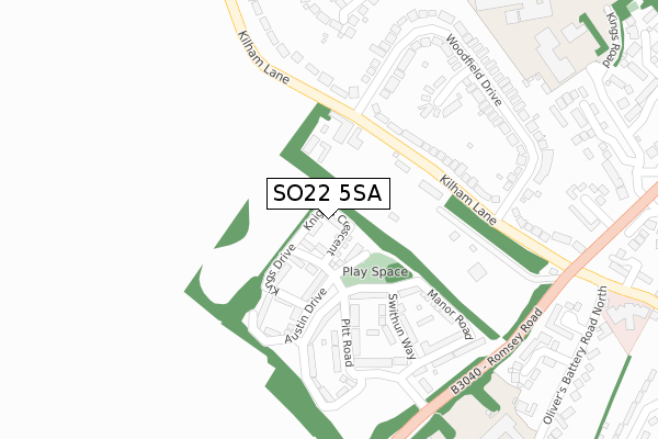 SO22 5SA map - large scale - OS Open Zoomstack (Ordnance Survey)