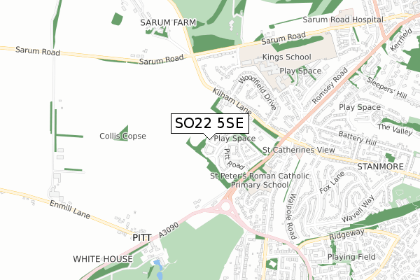 SO22 5SE map - small scale - OS Open Zoomstack (Ordnance Survey)
