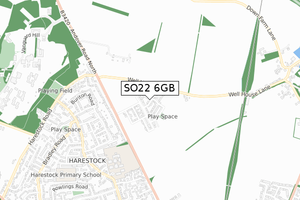 SO22 6GB map - small scale - OS Open Zoomstack (Ordnance Survey)