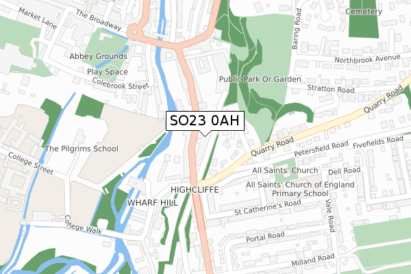 SO23 0AH map - large scale - OS Open Zoomstack (Ordnance Survey) SO23 0AH map - large scale - OS Open Zoomstack (Ordnance Survey)