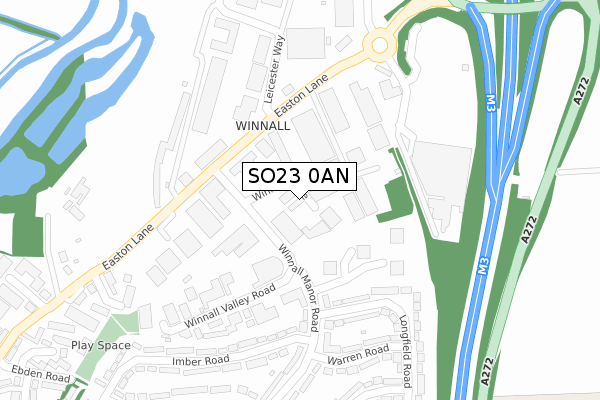 SO23 0AN map - large scale - OS Open Zoomstack (Ordnance Survey)