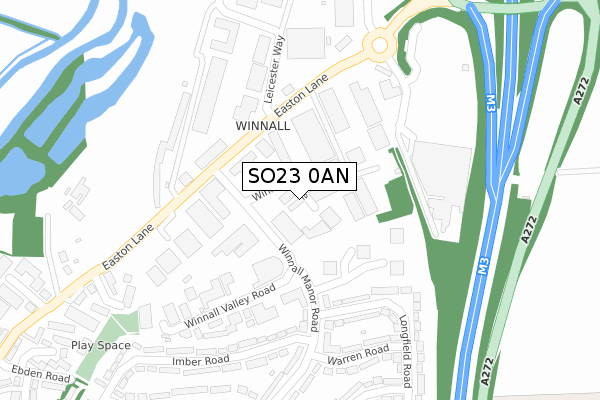 SO23 0AN map - large scale - OS Open Zoomstack (Ordnance Survey) SO23 0AN map - large scale - OS Open Zoomstack (Ordnance Survey)
