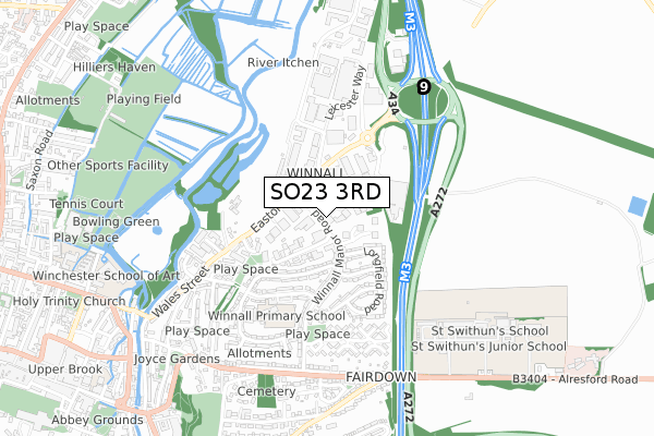 SO23 3RD map - small scale - OS Open Zoomstack (Ordnance Survey)