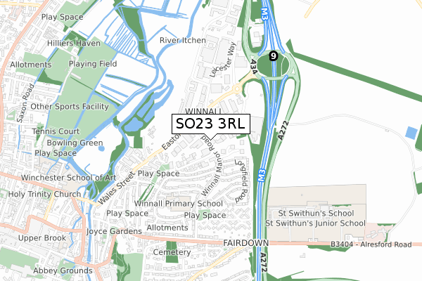 SO23 3RL map - small scale - OS Open Zoomstack (Ordnance Survey)