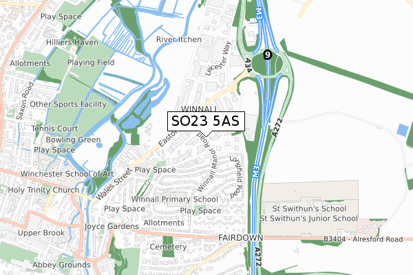SO23 5AS map - small scale - OS Open Zoomstack (Ordnance Survey) SO23 5AS map - small scale - OS Open Zoomstack (Ordnance Survey)