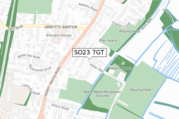 SO23 7GT map - large scale - OS Open Zoomstack (Ordnance Survey) SO23 7GT map - large scale - OS Open Zoomstack (Ordnance Survey)