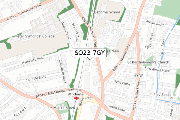 SO23 7GY map - large scale - OS Open Zoomstack (Ordnance Survey)