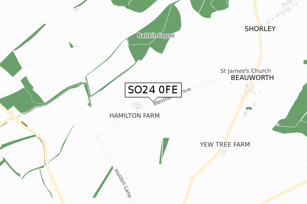 SO24 0FE map - small scale - OS Open Zoomstack (Ordnance Survey)