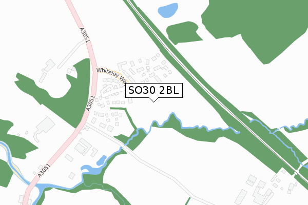 SO30 2BL map - large scale - OS Open Zoomstack (Ordnance Survey)