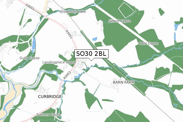 SO30 2BL map - small scale - OS Open Zoomstack (Ordnance Survey)