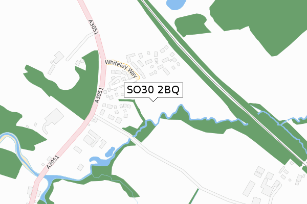 SO30 2BQ map - large scale - OS Open Zoomstack (Ordnance Survey)