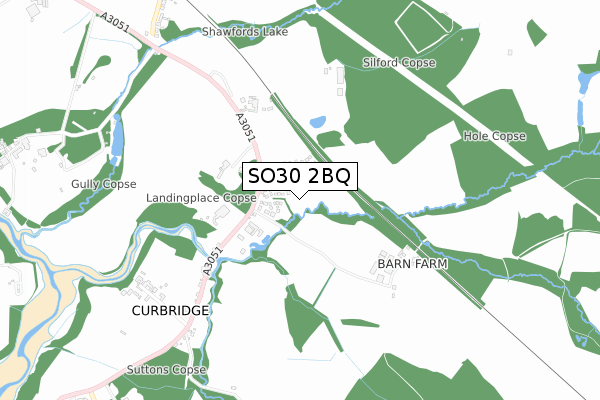 SO30 2BQ map - small scale - OS Open Zoomstack (Ordnance Survey)