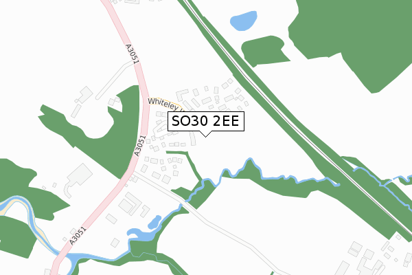 SO30 2EE map - large scale - OS Open Zoomstack (Ordnance Survey)