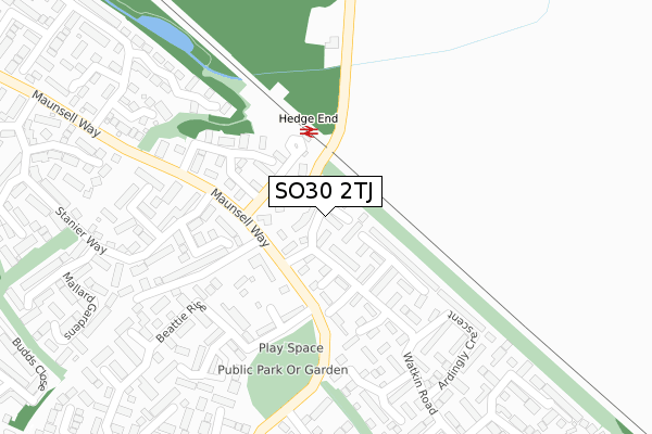 SO30 2TJ map - large scale - OS Open Zoomstack (Ordnance Survey)