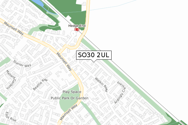 SO30 2UL map - large scale - OS Open Zoomstack (Ordnance Survey)