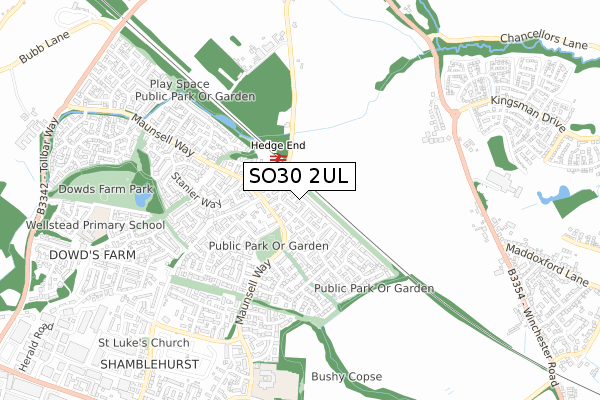 SO30 2UL map - small scale - OS Open Zoomstack (Ordnance Survey)