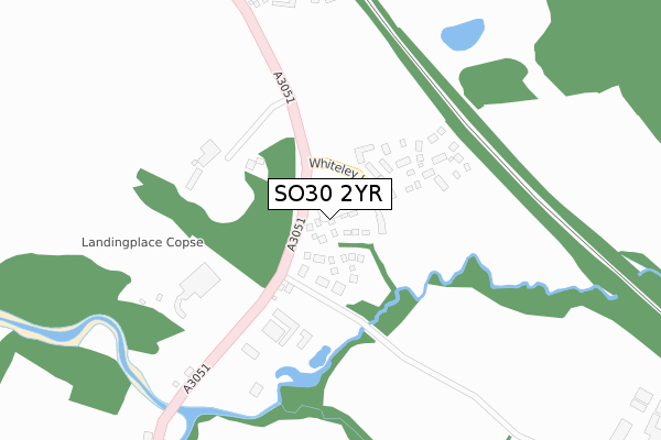 SO30 2YR map - large scale - OS Open Zoomstack (Ordnance Survey)