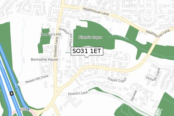 SO31 1ET map - large scale - OS Open Zoomstack (Ordnance Survey)