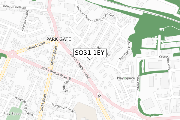 SO31 1EY map - large scale - OS Open Zoomstack (Ordnance Survey)