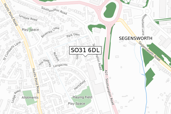 SO31 6DL map - large scale - OS Open Zoomstack (Ordnance Survey)