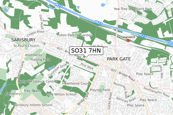 SO31 7HN map - small scale - OS Open Zoomstack (Ordnance Survey)