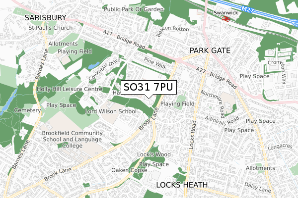 SO31 7PU map - small scale - OS Open Zoomstack (Ordnance Survey) SO31 7PU map - small scale - OS Open Zoomstack (Ordnance Survey)