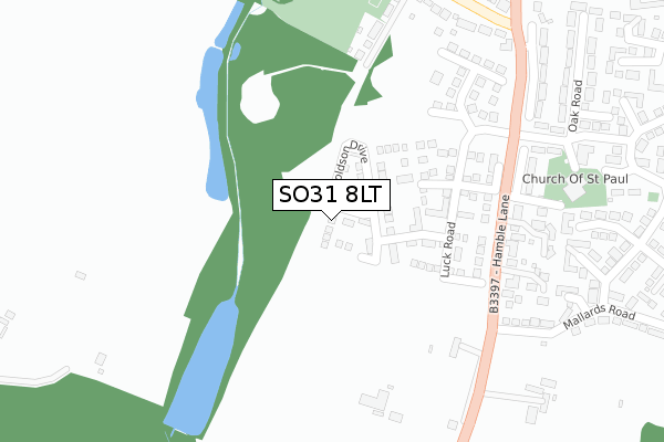 SO31 8LT map - large scale - OS Open Zoomstack (Ordnance Survey)