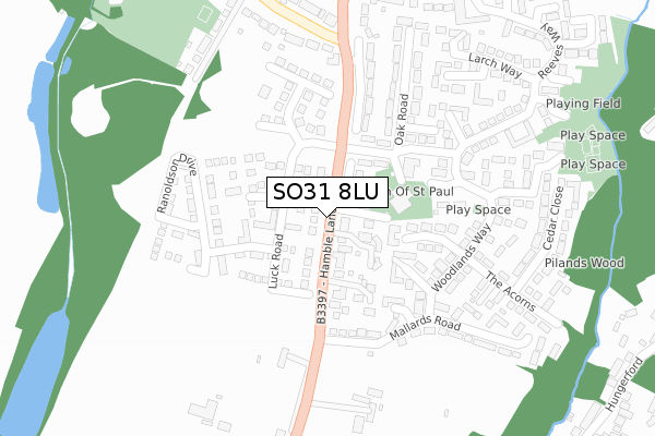 SO31 8LU map - large scale - OS Open Zoomstack (Ordnance Survey)