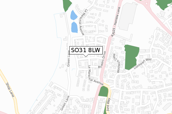 SO31 8LW map - large scale - OS Open Zoomstack (Ordnance Survey)