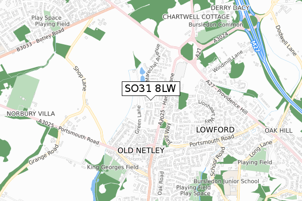 SO31 8LW map - small scale - OS Open Zoomstack (Ordnance Survey)