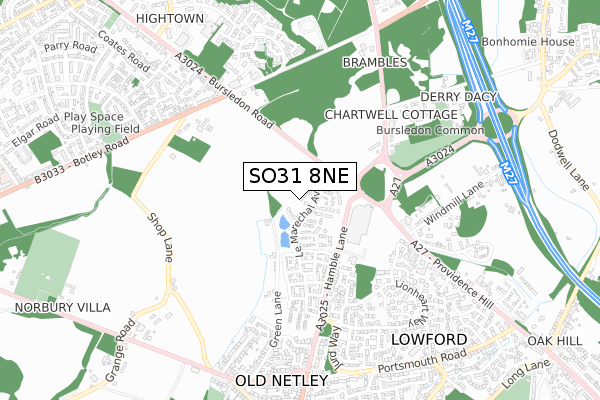 SO31 8NE map - small scale - OS Open Zoomstack (Ordnance Survey)