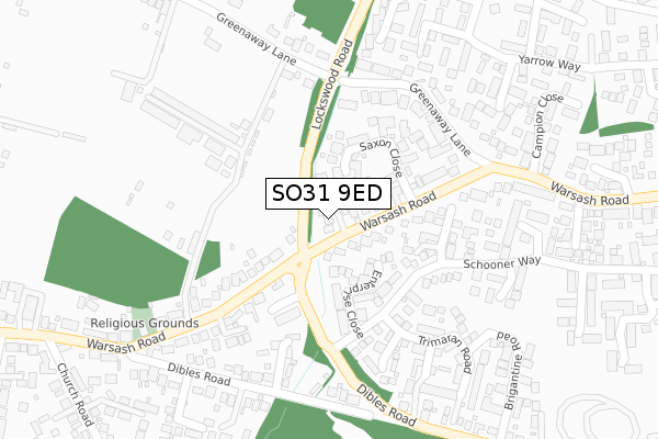 SO31 9ED map - large scale - OS Open Zoomstack (Ordnance Survey)