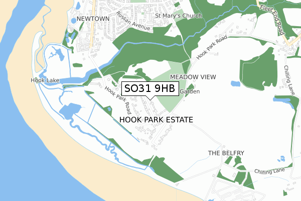 SO31 9HB map - small scale - OS Open Zoomstack (Ordnance Survey)