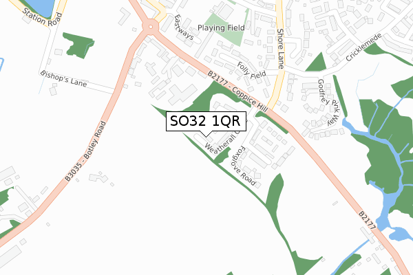 SO32 1QR map - large scale - OS Open Zoomstack (Ordnance Survey)
