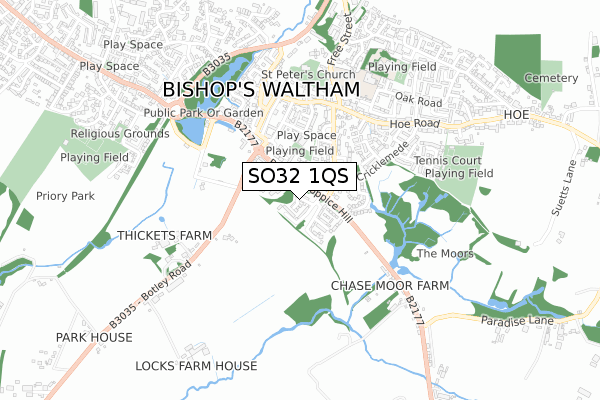 SO32 1QS map - small scale - OS Open Zoomstack (Ordnance Survey) SO32 1QS map - small scale - OS Open Zoomstack (Ordnance Survey)