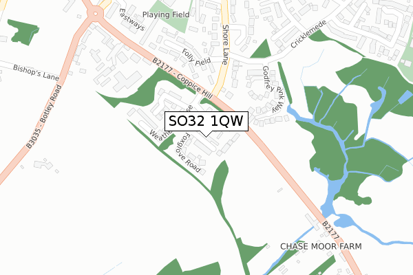SO32 1QW map - large scale - OS Open Zoomstack (Ordnance Survey)
