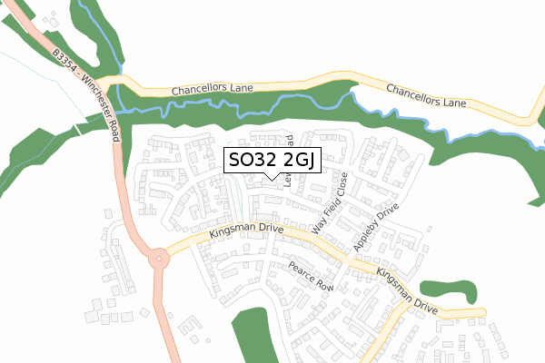 SO32 2GJ map - large scale - OS Open Zoomstack (Ordnance Survey)