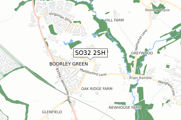 SO32 2SH map - small scale - OS Open Zoomstack (Ordnance Survey)