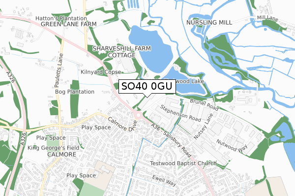 SO40 0GU map - small scale - OS Open Zoomstack (Ordnance Survey)