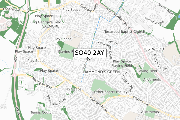 SO40 2AY map - small scale - OS Open Zoomstack (Ordnance Survey)