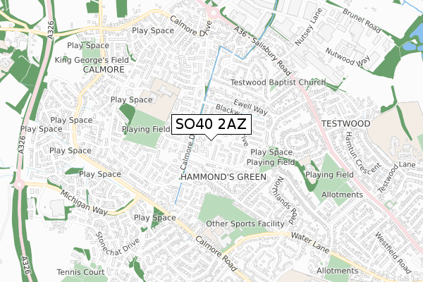 SO40 2AZ map - small scale - OS Open Zoomstack (Ordnance Survey)