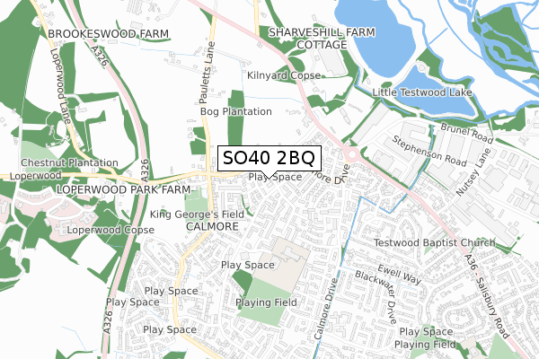 SO40 2BQ map - small scale - OS Open Zoomstack (Ordnance Survey)