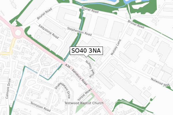 SO40 3NA map - large scale - OS Open Zoomstack (Ordnance Survey)