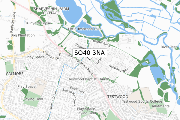 SO40 3NA map - small scale - OS Open Zoomstack (Ordnance Survey)