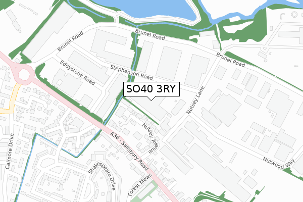 SO40 3RY map - large scale - OS Open Zoomstack (Ordnance Survey)