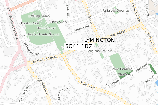 SO41 1DZ map - large scale - OS Open Zoomstack (Ordnance Survey)